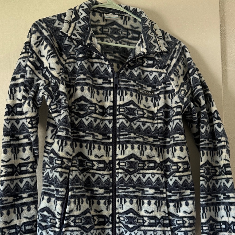 Columbia Women's Blue and White Patterned Jacket